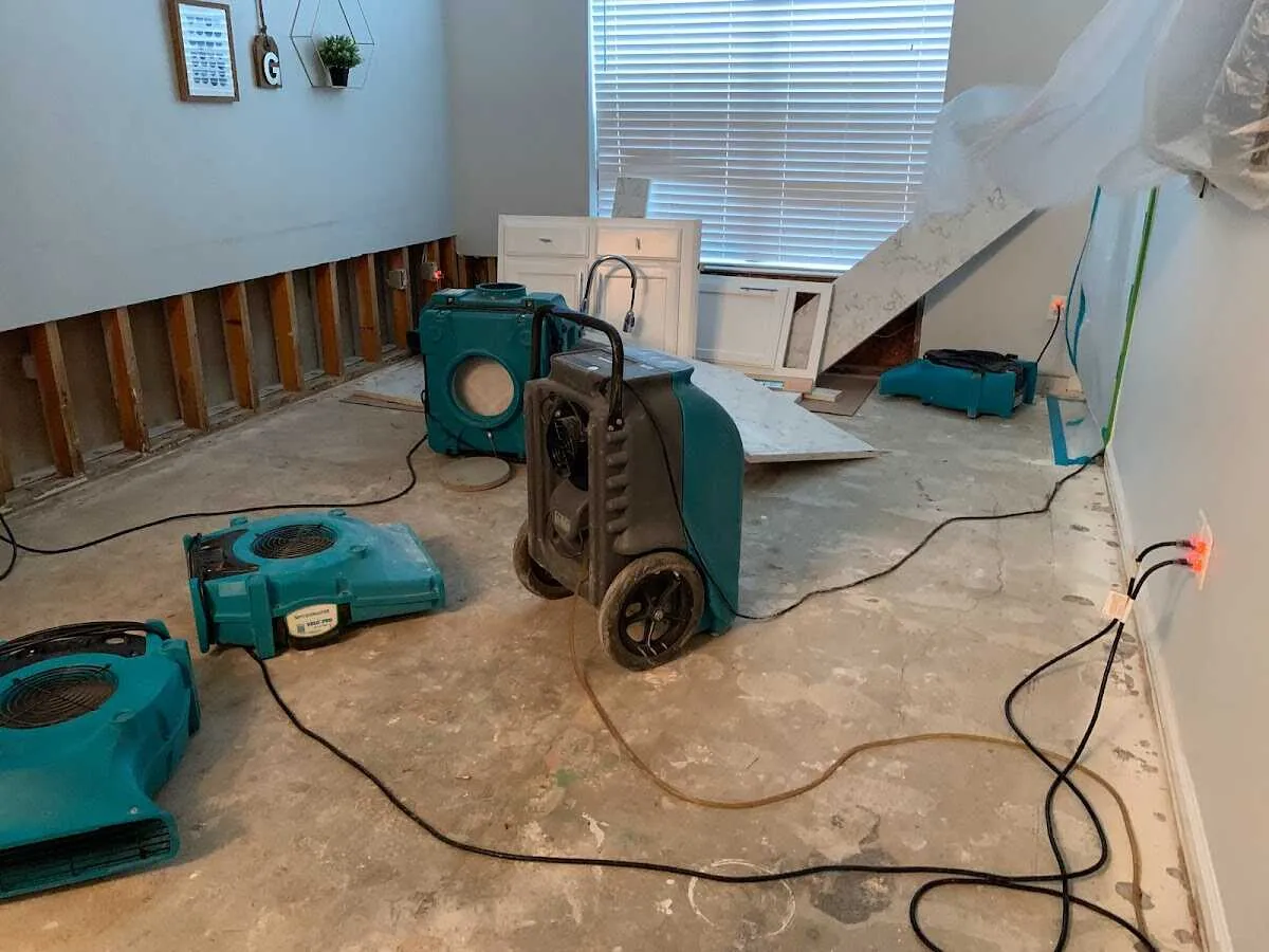 Dehumidifier in flood-cut room for Water Damage Restoration in Socorro